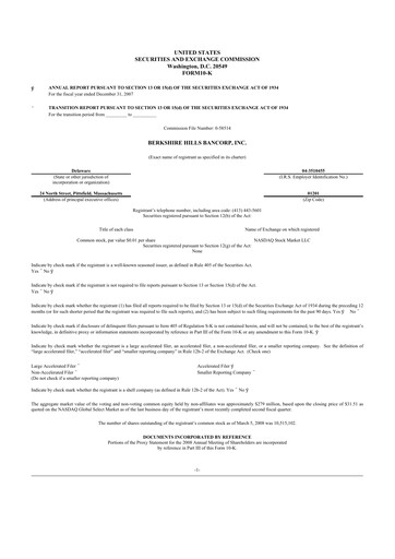 Vorschaubild Berkshire Hills Bancorp 10-K Jahresbericht 