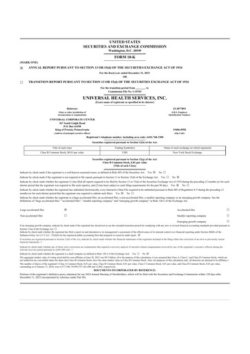 Thumbnail Universal Health Services
 10-K Annual Report 2023