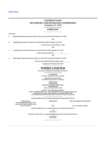Miniature Wipro 20-F Rapport annuel 2024