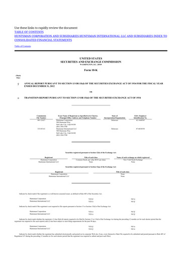 Miniature Huntsman Corporation
 10-K Rapport annuel 2012