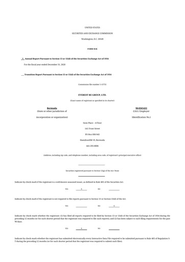 Thumbnail Everest Group 10-K Annual Report 2020