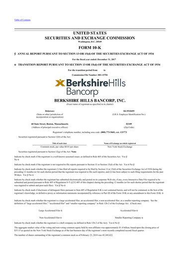 Vorschaubild Berkshire Hills Bancorp 10-K Jahresbericht 2017