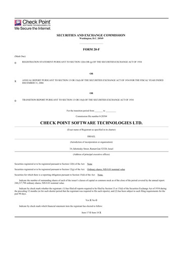 Miniature Check Point Software 20-F Rapport annuel 