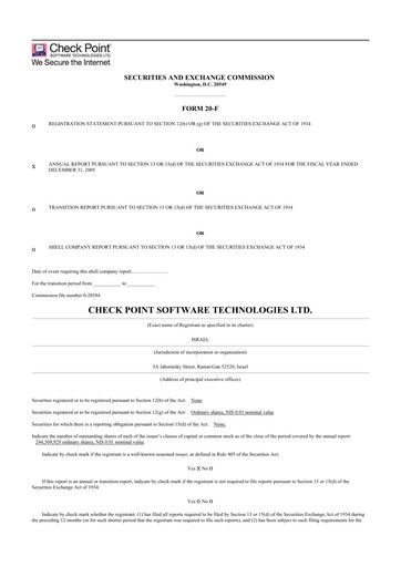 Miniature Check Point Software 20-F Rapport annuel 