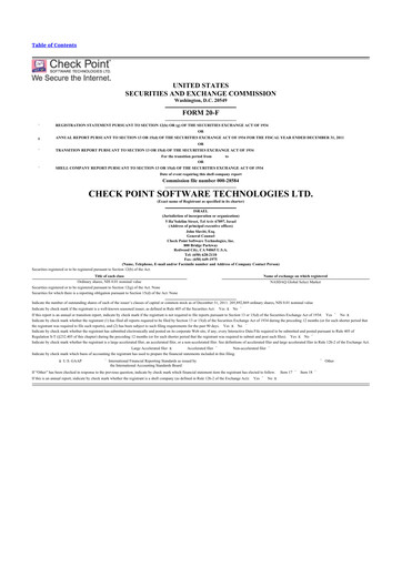 Miniature Check Point Software 20-F Rapport annuel 2011