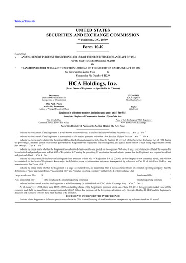 Thumbnail HCA Healthcare 10-K Annual Report 2013