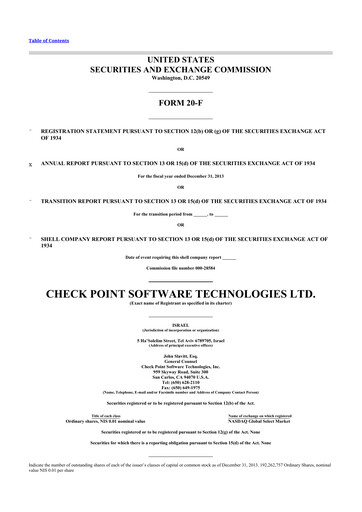 Miniature Check Point Software 20-F Rapport annuel 2013