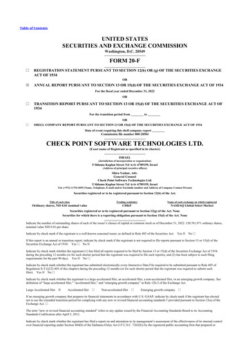 Miniature Check Point Software 20-F Rapport annuel 2022